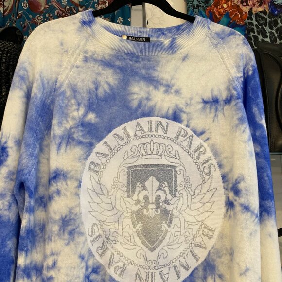 Balmain Tie Dye Crest Sweater - Size 8 - Picture 3 of 11